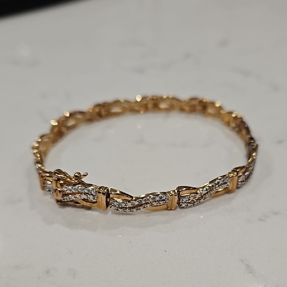 PAJ Gold and Silver Linked Bracelet with Sparkling Texture Silvertone